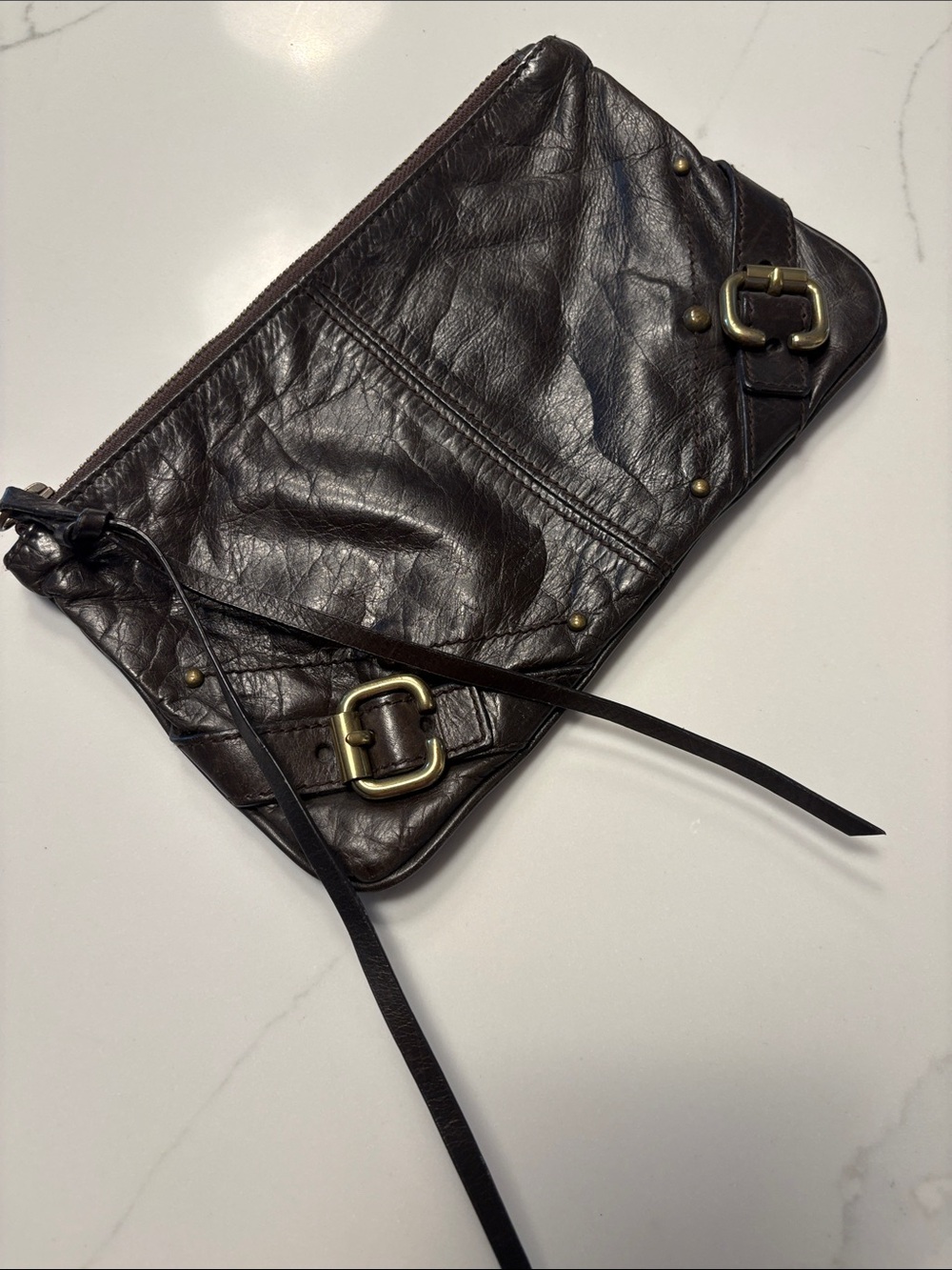 Club Monaco Dark Brown Leather Clutch
